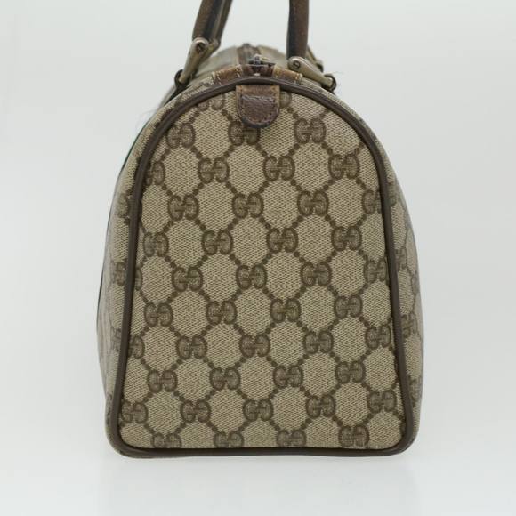 GUCCI Web Sherry Line GG Canvas Boston Bag PVC Leather Beige Green Auth rd4090 - Picture 4 of 16